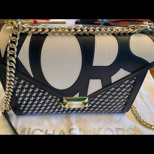 Michael Korrs shoulder bag- navy and white, includes dust bag